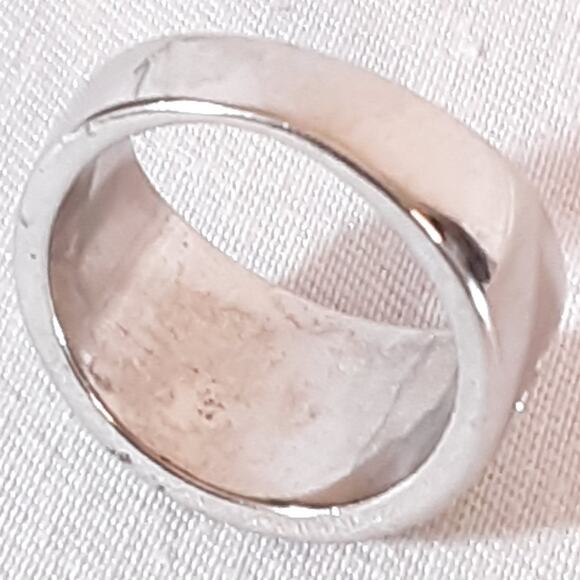 Colorful Band Ring Floral Encrusted Marquise Stones On Silver Tone Setting - Picture 7 of 10